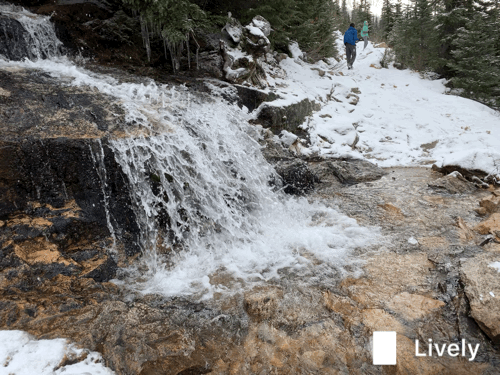 Gif of a waterfall on the PCT trail between Rainy Pass and Cutthroat Pass